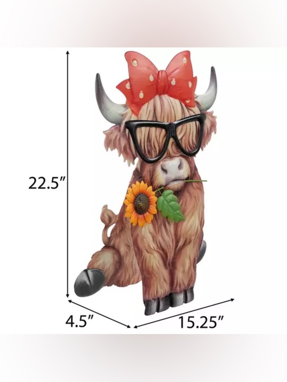 Red Bow Cow Metal Easel Decor - Picture 2 of 3